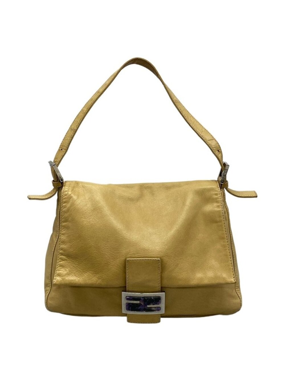 Fendi Shoulder Bag Mamma Bucket Beige Leather